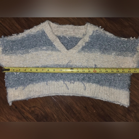 Altar'd State Blue & White Striped Cropped Sweater - Picture 6 of 7